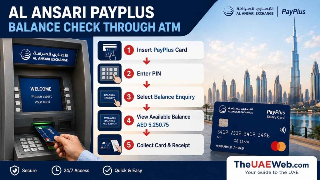 Check Al Ansari PayPlus Balance at an ATM
