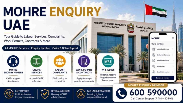 MOHRE Enquiry UAE – Online Enquiry, Contact Number, Labour Complaints & Services