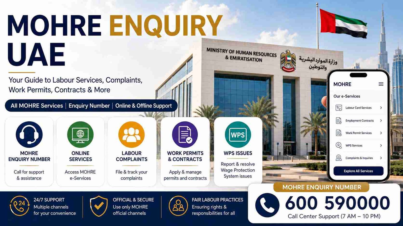 MOHRE Enquiry UAE – Online Enquiry, Contact Number, Labour Complaints & Services
